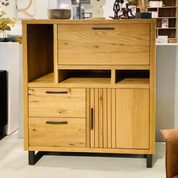 Verberckmoes Outlet Wilrijk toonzaalmodel Pavie Highboard hoogte 130cm in eikfineer natural met LED-verichting Henders and Hazel