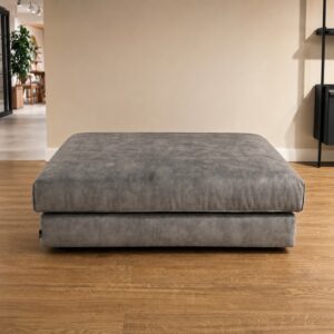 Passe Partout Zola poef 120x120 cm in Vintage Velvet Steel stof, toonzaalmodel bij Verberckmoes