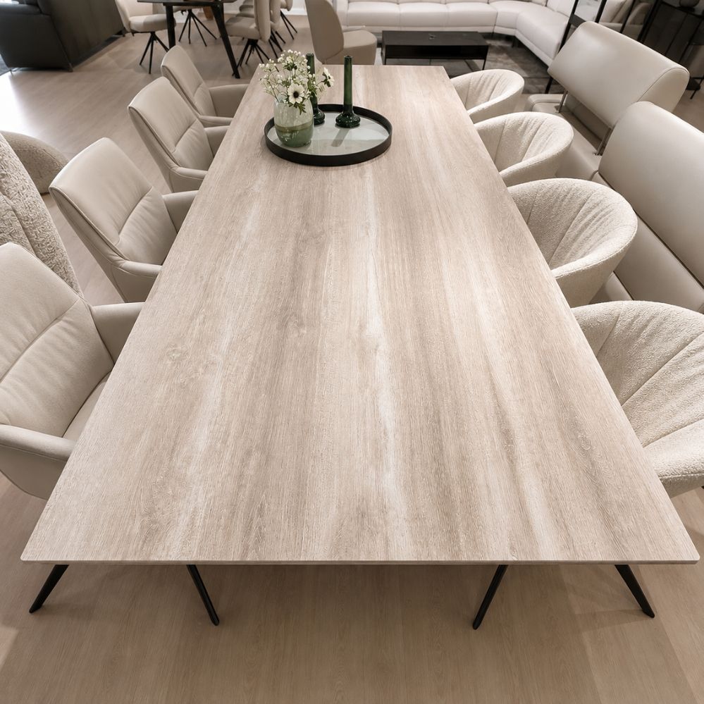 Bovenaanzicht van het rechthoekige Forest keramische tafelblad van de Castle Line Split eettafel – toonzaalmodel Sint-Gillis-Waas – Verberckmoes