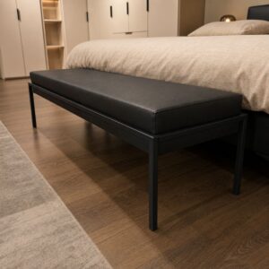 Hasena Topa bank in antraciet met Casual lederlook Carbon, toonzaalmodel Sint-Gillis-Waas bij Meubelen Verberckmoes.