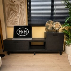 Henders & Hazel Ridge tv-meubelopstelling op platform in Castle antraciet – toonzaalmodel Sint-Gillis-Waas