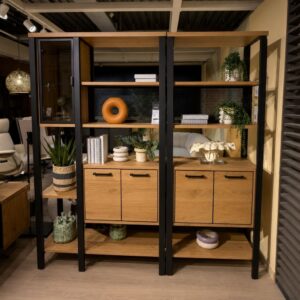Henders & Hazel Ridgefield roomdivider opstelling van 200 cm in natural en zwart metaal – toonzaalmodel Sint-Gillis-Waas