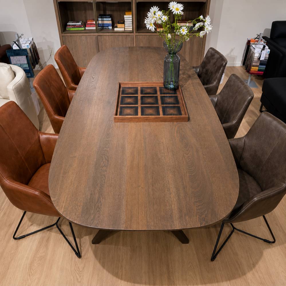 Bovenaanzicht van de Vandenberghe Portland Gold eettafel van 250 x 110 cm – toonzaalmodel Sint-Gillis-Waas