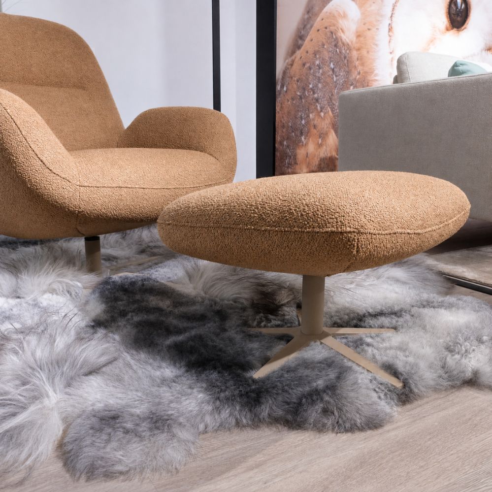 Bijpassende Moome Noor voetbank met metalen draaivoet in Pearl Brown